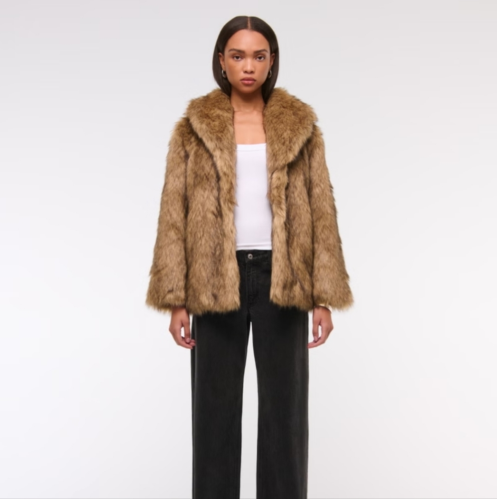 Shawl Collar Faux Fur Coat